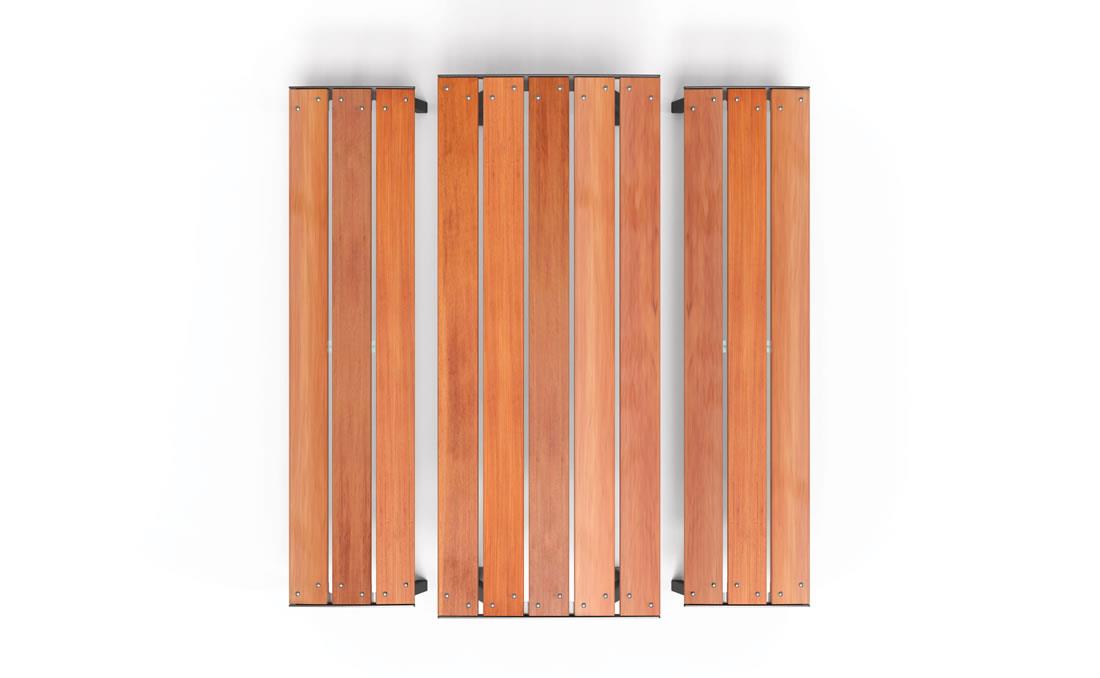 Mesa metálica y madera conjunto con bancos exteriores 