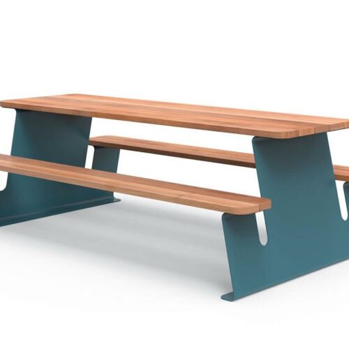 Wave mesa exterior metálica en acero y madera YTER
