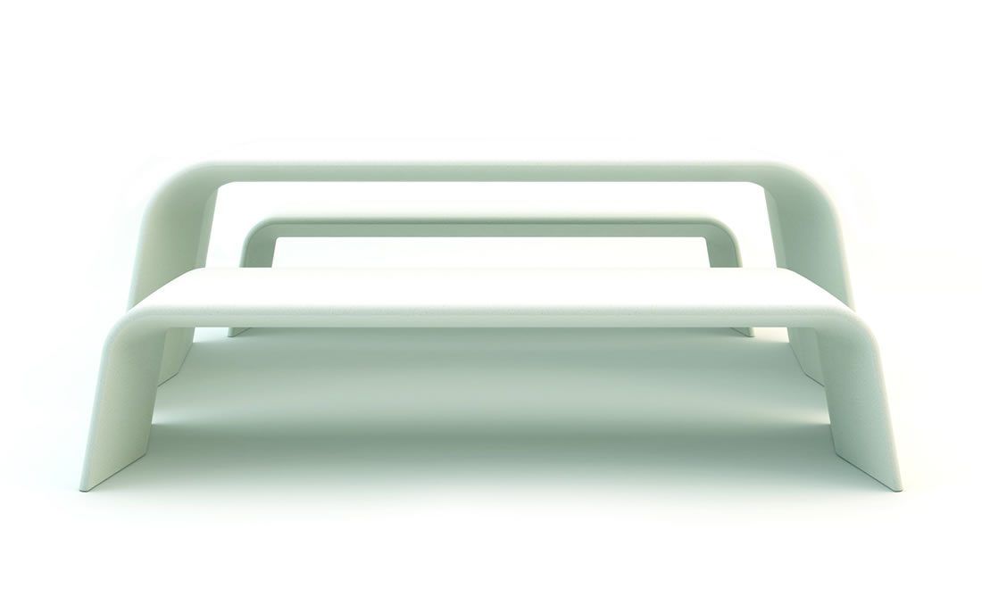 Mesa hormigón prefabricado UHPC de diseño y resistente.