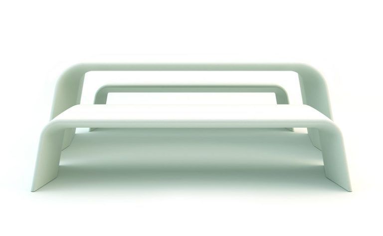 Mesa hormigón prefabricado UHPC de diseño y resistente.
