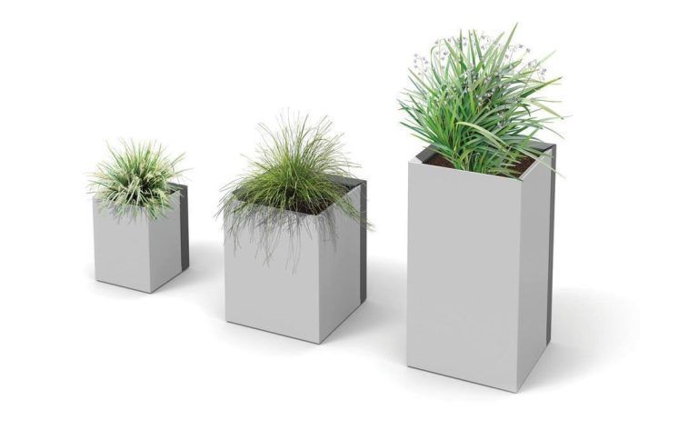 Jardineras urbanas cuadradas y rectangulares metalicas.