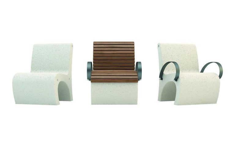 Banco asiento individual de hormigón Gea en diferentes versiones.