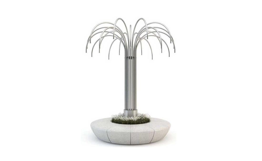 Banco jardinera urbana con iluminación LED de diseño actual y moderno.