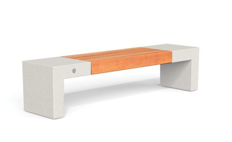 Banco urbano de hormigón y madera blanco modelo Venezia.