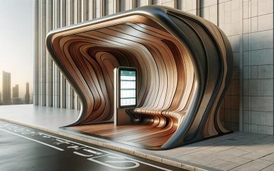 Marquesina de autobús de madera
