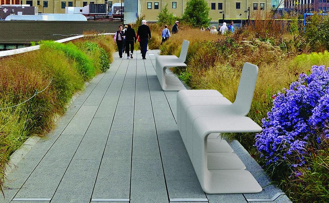 Roger silla de hormigón mobiliario urbano YTER. Tumbona chaise longue de hormigón. Bellitalia.