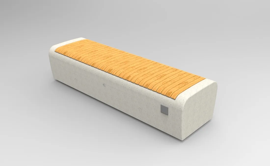 banca-hormigon-prefabricado Banca de hormigón prefabricado ONDA con asiento de madera.