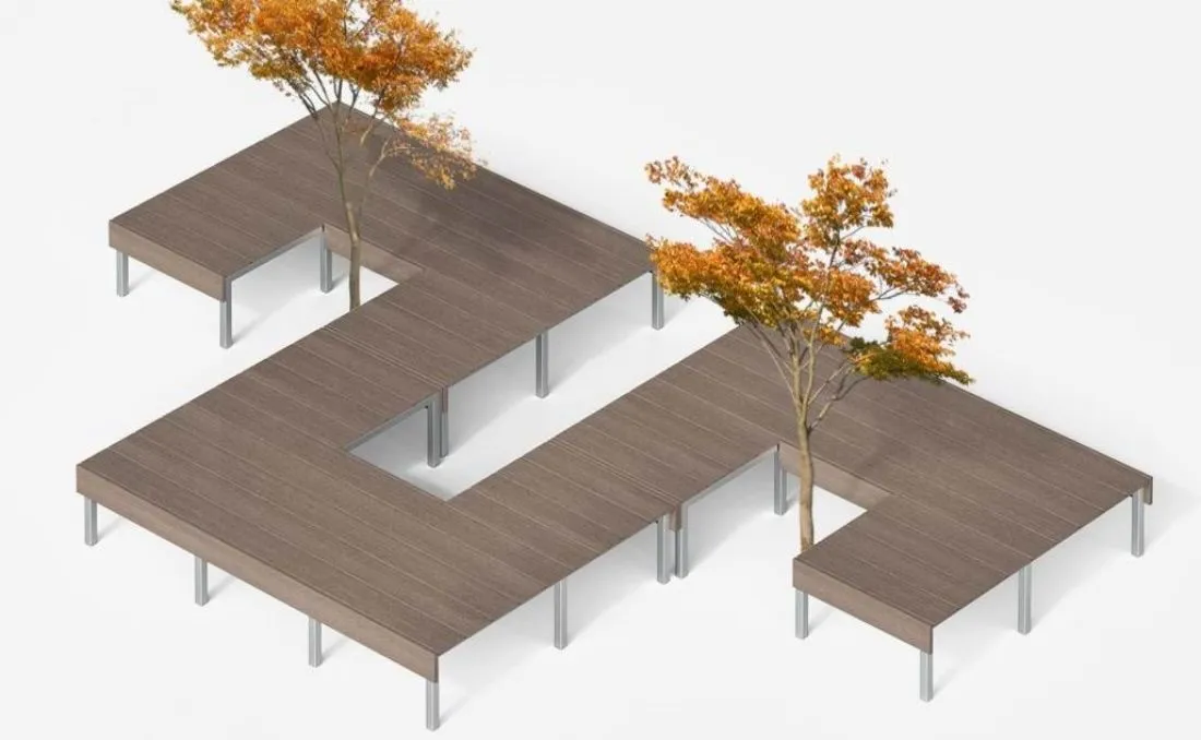 tarima-urbana-modulable-madera Tarima de madera modulable para zonas lúdicas urbanas.