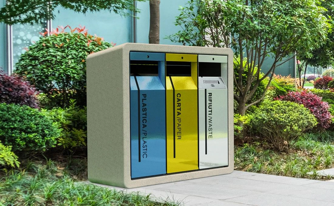 Papelera urbana para reciclaje.